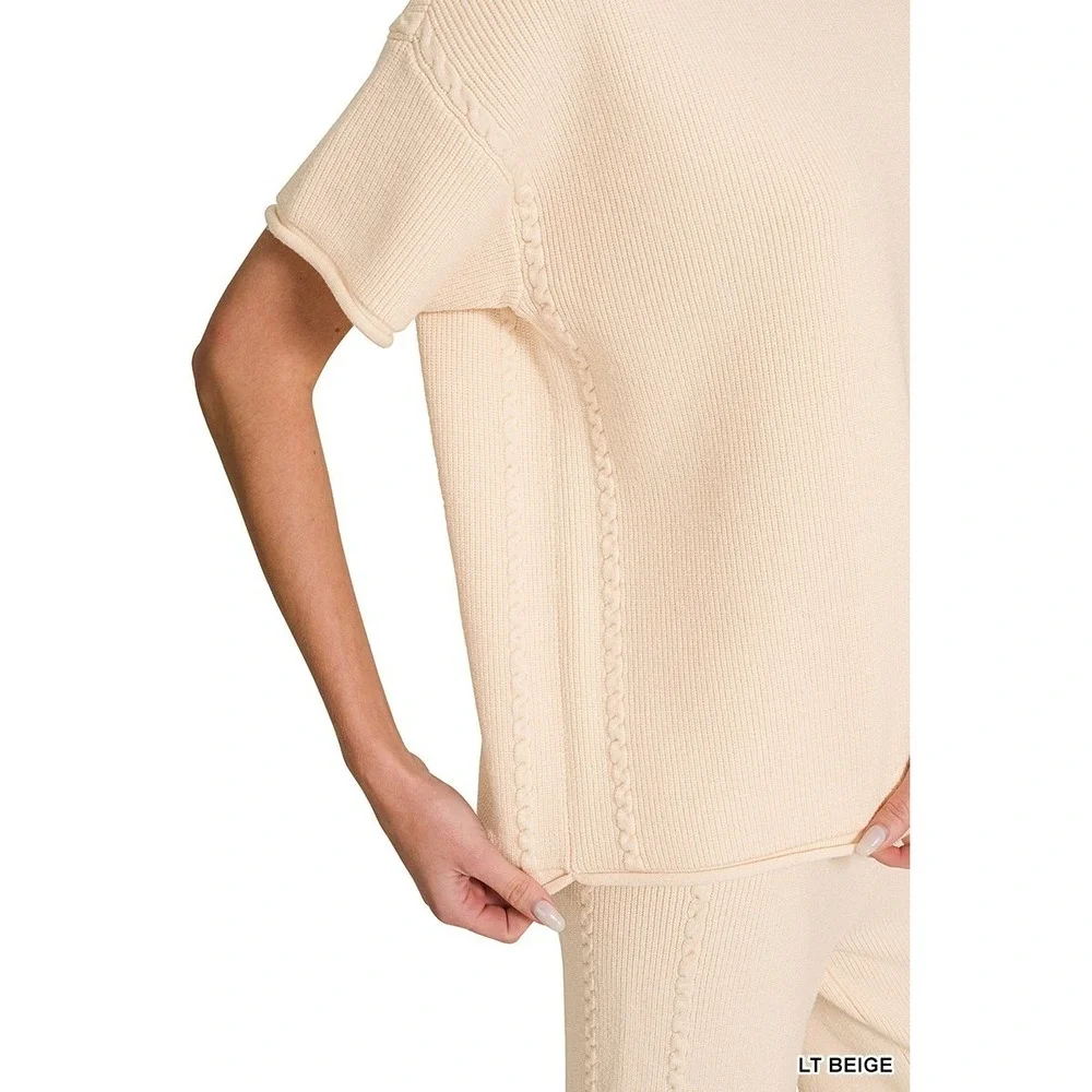 Zenana Viscose Round Neck Top & Pants Set - Small‎